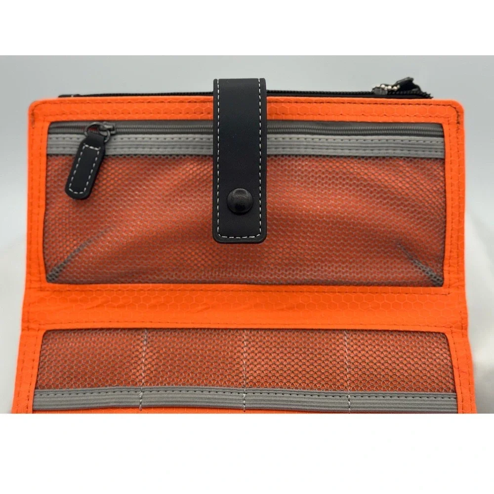 Womens' Harley-Davidson Black & Orange Trifold Travel Organizer Wallet Billfold